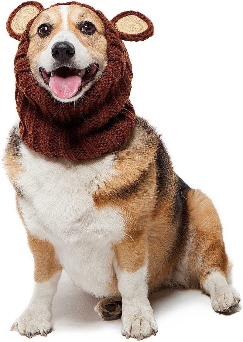 Zoo Snoods Grizzly Bear Costume for Dogs, Medium- Warm No Flap Ear Wrap Hood for Pets, Dog Outfit for Winters, Halloween, Christmas & New Year, Soft Yarn Ear Covers Animals & Pet Supplies > Pet Supplies > Dog Supplies > Dog Apparel Zoo Snoods   