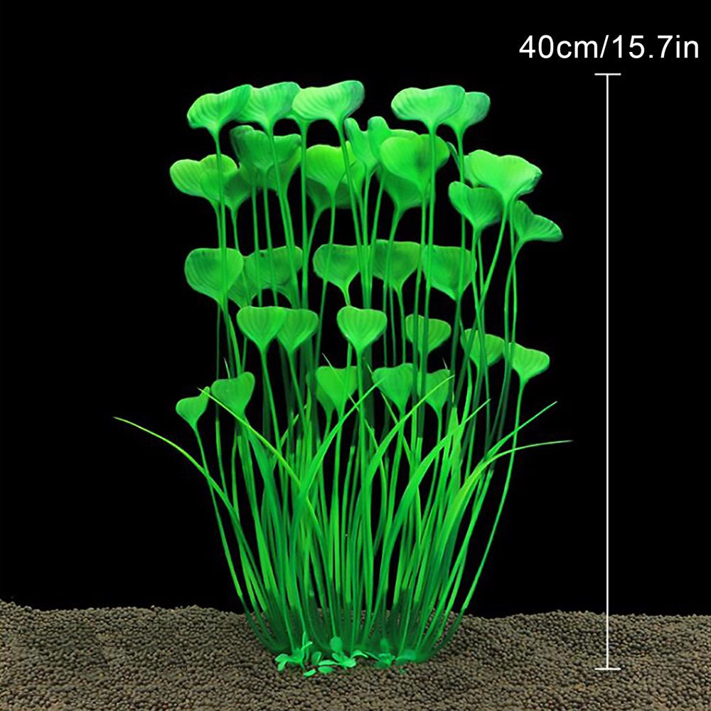 Papaba Artificial Plant,2Pcs Heart Shape Leaves Large Seaweed Ornament Artificial Tall Aquarium Plants for Fish Tank Decor
