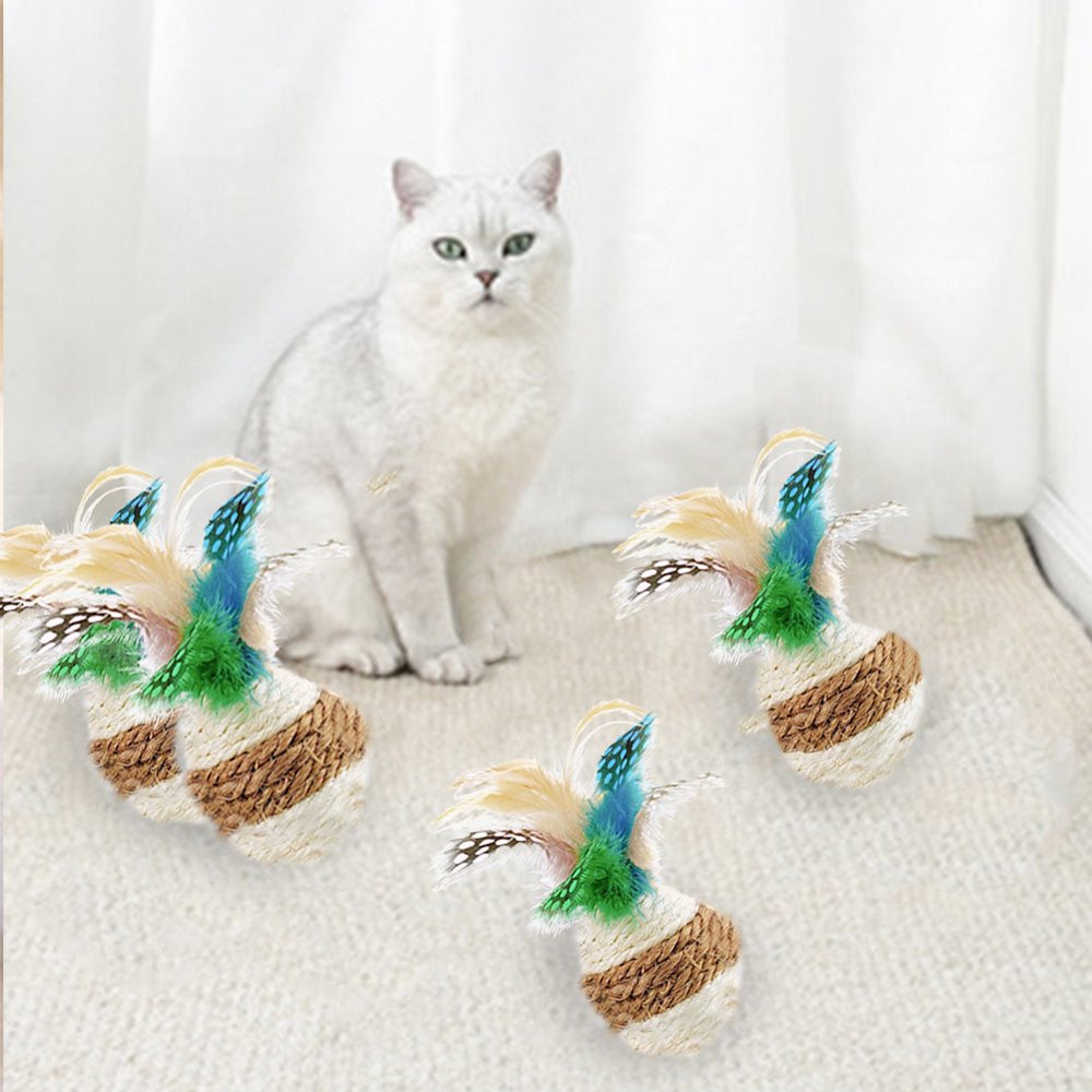 Feelers Cat Toy Tumbler, Feather Cat Toy for Cat Kitten Indoor Exercise, Cat Interactive Ball Toys, Sisal, 1PCS Animals & Pet Supplies > Pet Supplies > Cat Supplies > Cat Toys Feelers   