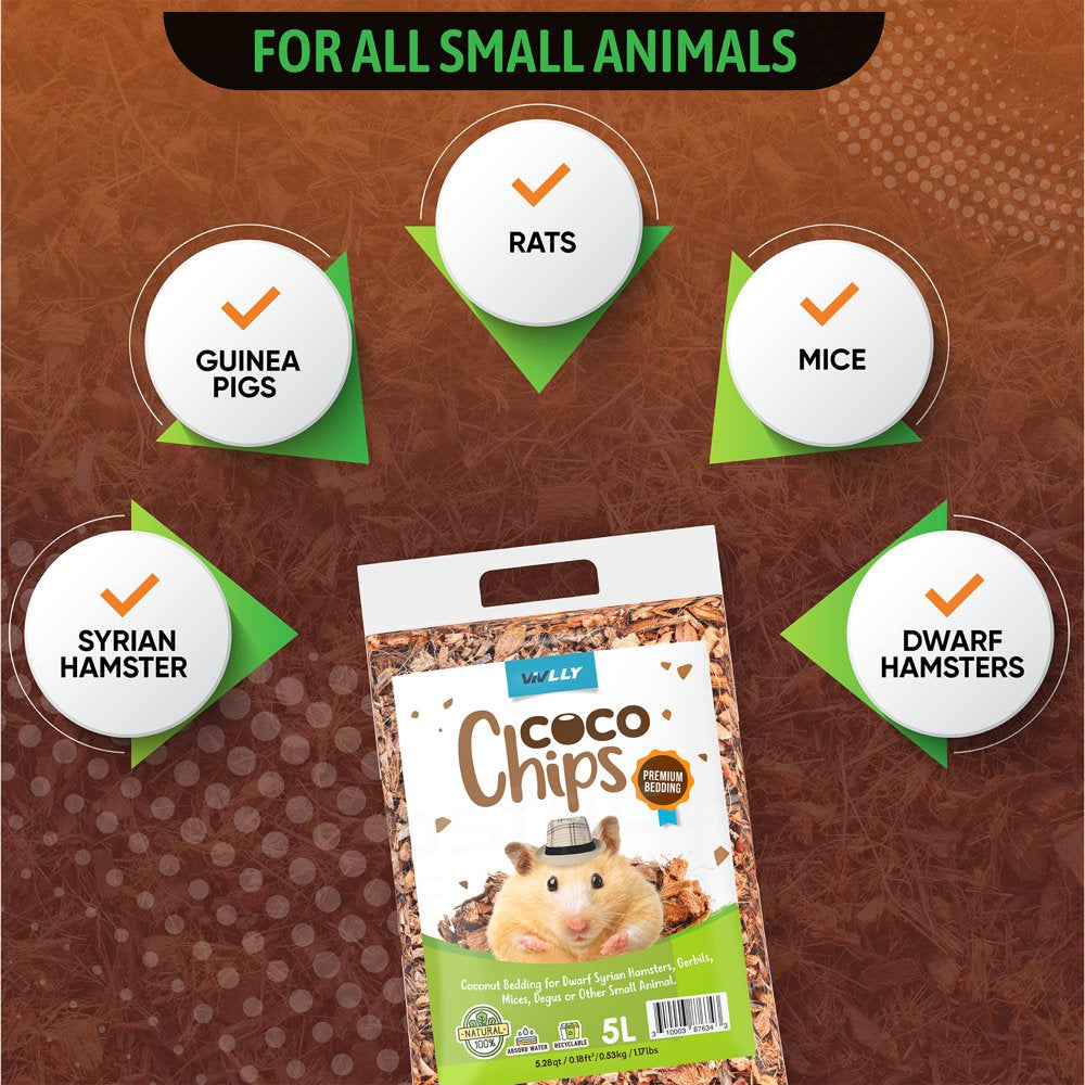 Vivlly – Coco Chips (0.47Kg/5 Liters) – Premium Coconut Bedding for Pets – Natural Litter for Dwarf Syrian Hamsters, Gerbils, Mice, Degus & Other Small Animals – Recyclable & Smell Absorbing Materials Animals & Pet Supplies > Pet Supplies > Small Animal Supplies > Small Animal Bedding Vivlly   