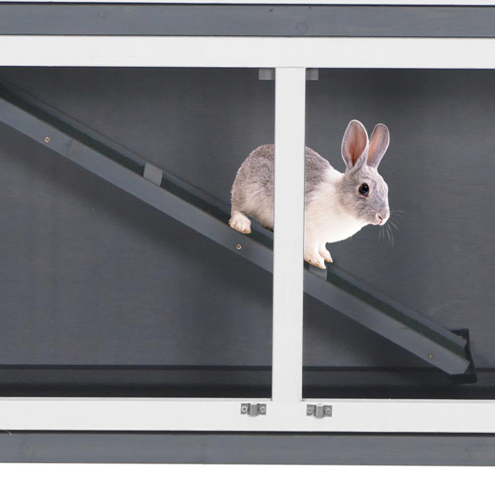 Ktaxon 48" 2-Tier Wooden Rabbit Hutch Chicken Coop Bunny Cage Wooden Small Animal Habitat with Tray White Gray Animals & Pet Supplies > Pet Supplies > Small Animal Supplies > Small Animal Habitats & Cages Ktaxon   