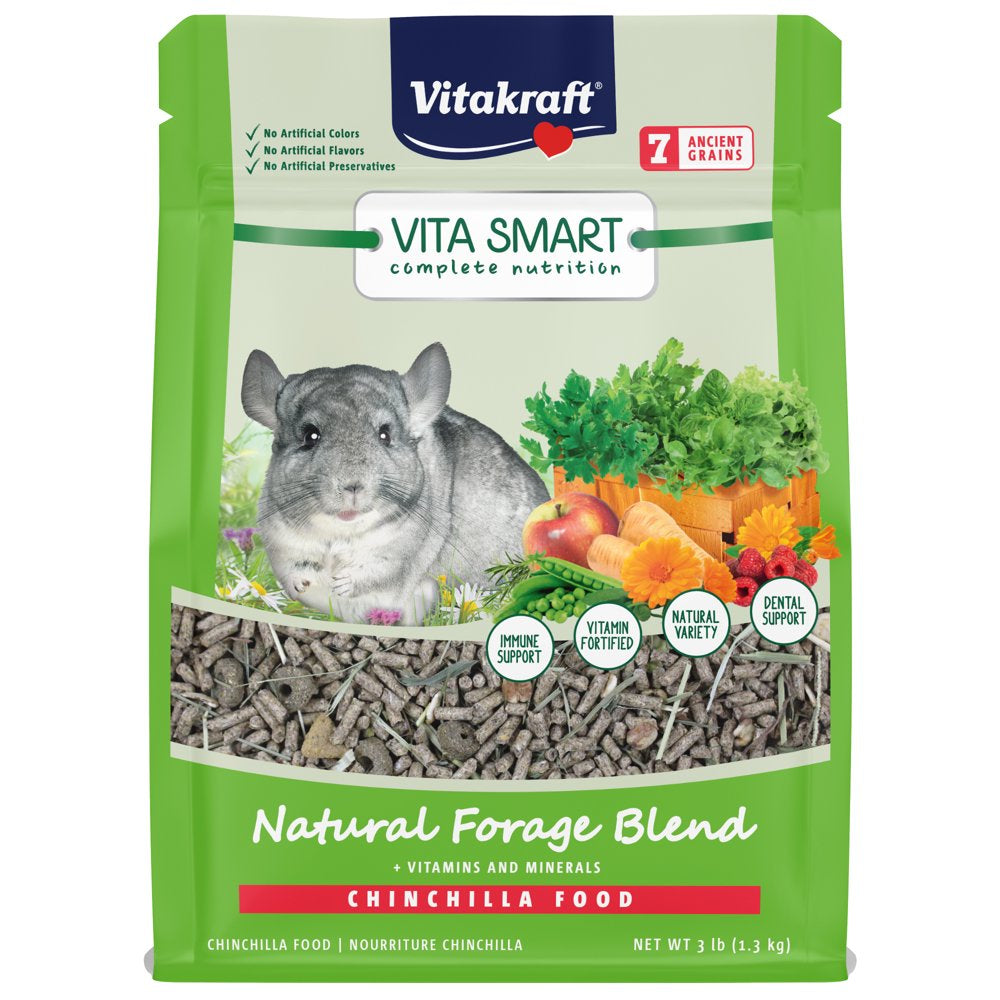 Vitakraft Vita Smart Chinchilla Food - Vitamin-Fortified Complete Nutrition - Natural Forage Blend - Timothy Hay Pellets for Chinchillas Animals & Pet Supplies > Pet Supplies > Small Animal Supplies > Small Animal Food Vitakraft Sunseed   