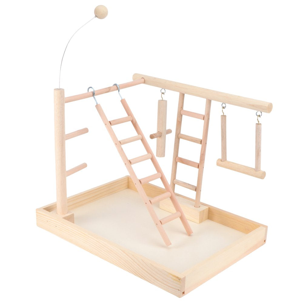 Frcolor Bird Toys Stand Parrot Cage Wood Swing Ladder Play Parrots Playstand Perch Training Conure Gym Playpen Exercise