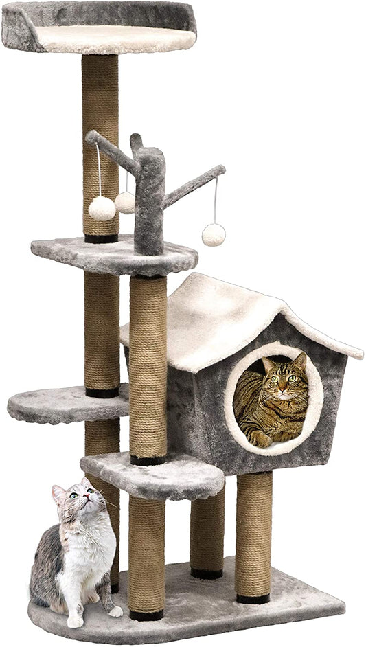 Penn-Plax Cat Life Furniture: Deluxe Activity Tree – Gray & Creamy White Animals & Pet Supplies > Pet Supplies > Cat Supplies > Cat Furniture Penn-Plax   