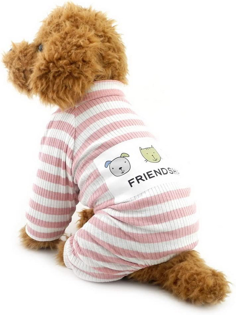 ZUNEA Cozy Soft Cotton Pet Puppy Small Dog Winter Pajamas Jumpsuit Sweatshirt Outfits Stripe Doggie Sleep Clothes Apparel Pink M Animals & Pet Supplies > Pet Supplies > Dog Supplies > Dog Apparel ZUNEA Pink XX-Large 