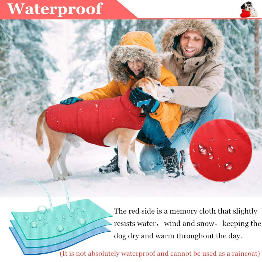 Qbleev Reversible Dog Winter Coat Cold Weather Jacket for Large Medium Dogs，Windproof Waterproof British Plaid Warm Dog Vest Clothes，Pet Cozy Fleece Apparel for Samoyed Golden Retriver Husky Labrador Animals & Pet Supplies > Pet Supplies > Dog Supplies > Dog Apparel QBLEEV   