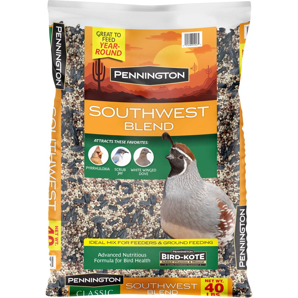 Pennington Southwest Blend Wild Bird Feed and Seed, 20 Lb. Bag Animals & Pet Supplies > Pet Supplies > Bird Supplies > Bird Food CENTRAL GARDEN & PET COMPANY 40 lbs  