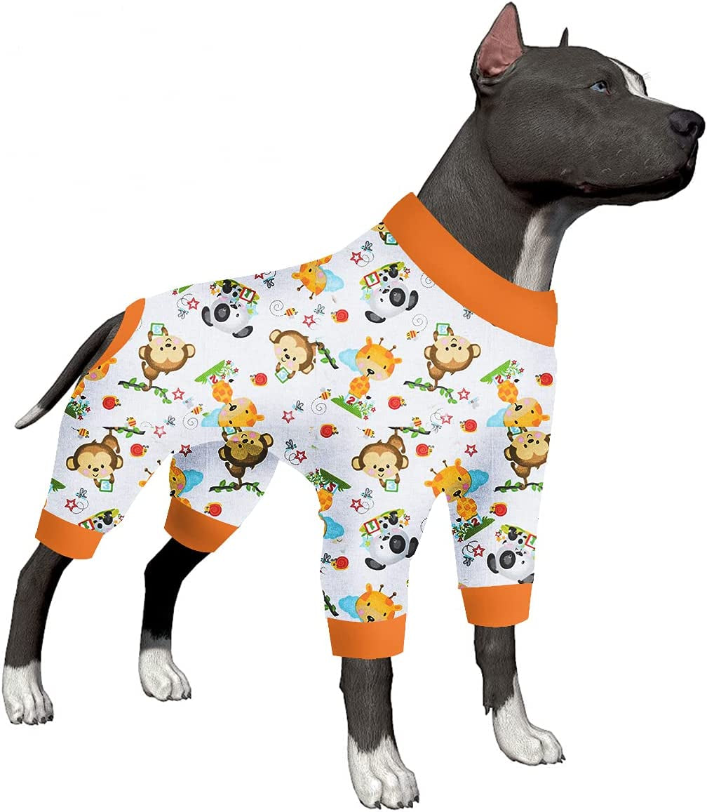 Lovinpet Dogs Outfit, Large Dog Pjs, Lightweight Stretchy Fabric Mermaid Long Twilight Slate Blue Prints Dog Jumpsuit, Sun Protection, Pet Anxiety Relief, Easy Wearing Dog Party Costume XXL Animals & Pet Supplies > Pet Supplies > Dog Supplies > Dog Apparel LovinPet White/Yellow collar Large 