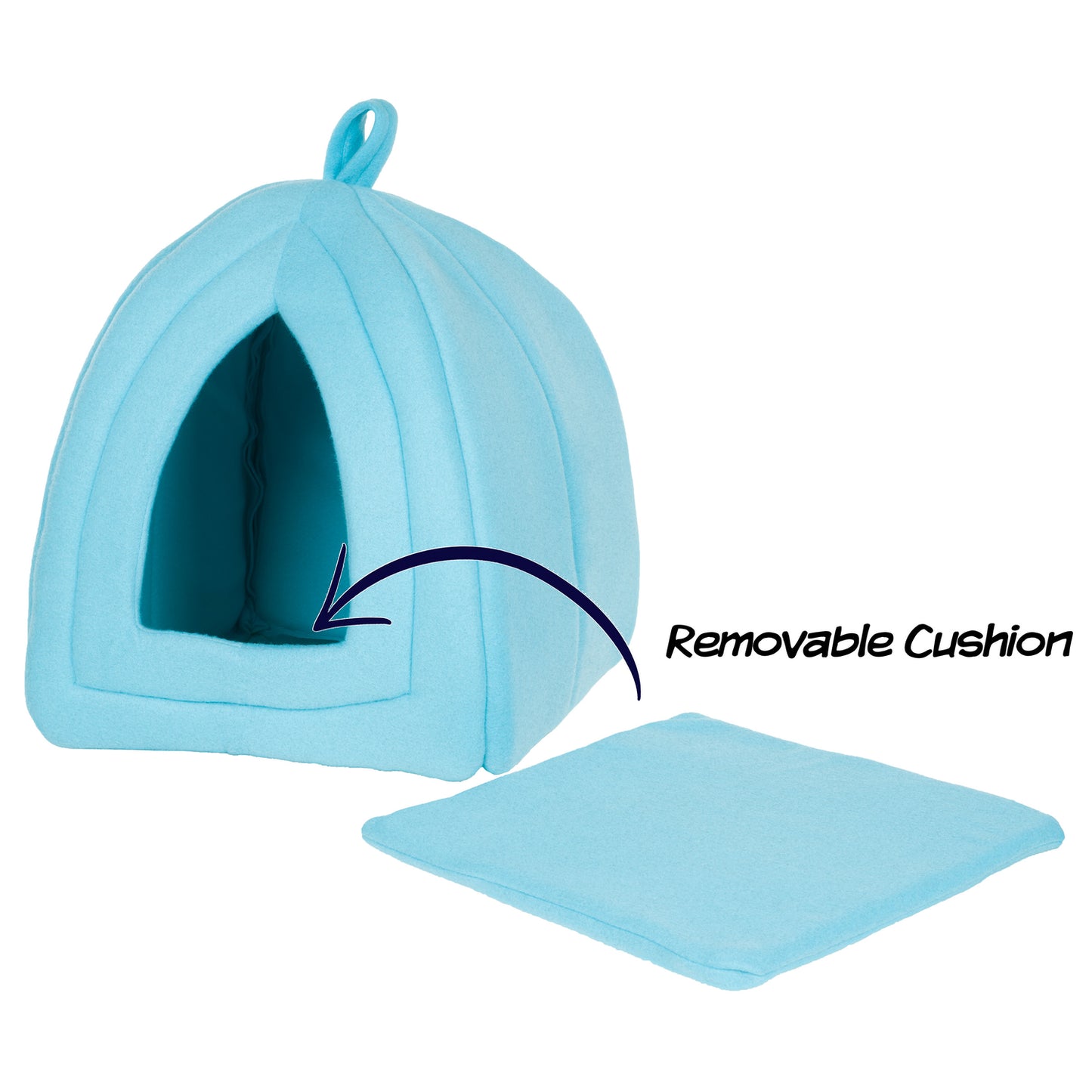 Cat House – Cat Beds for Indoor Cats with Removable Foam Cushion – Comfortable Pet Tent for Kittens, Small Dogs and Aging Pets by Petmaker (Blue)