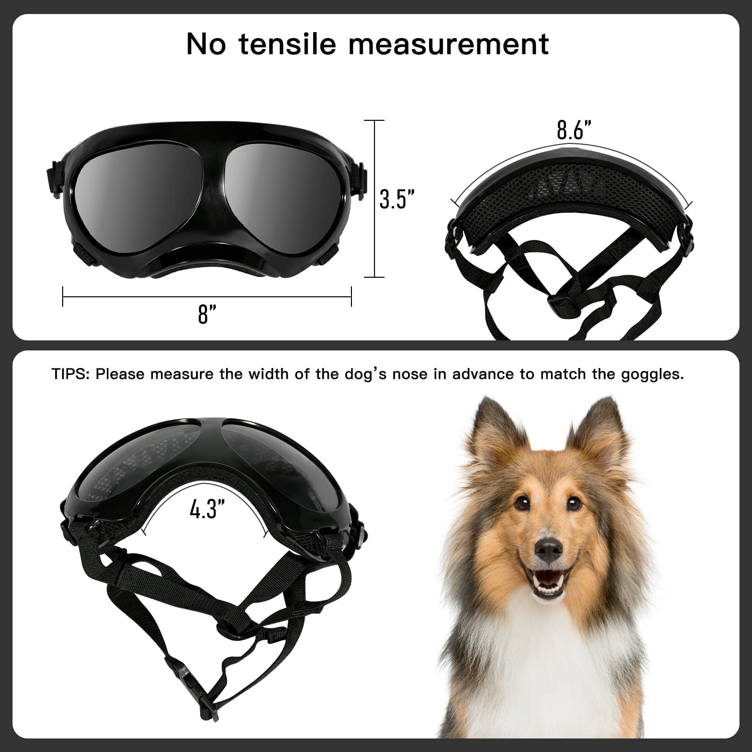 Southvo Dog Goggles Large Breed, Dog Sunglasses Soft Frame with Adjustable Straps, Dog Eye Wear Protection for Medium-Large Size Dog, Dog Glasses UV Protection Pet Goggles, Black Animals & Pet Supplies > Pet Supplies > Dog Supplies > Dog Apparel SOUTHVO   