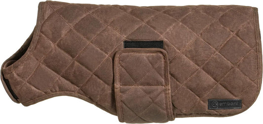 Embark Pets Wax Dog Jacket - Dog Coats to Keep Cozy on Colder Winter Days, Made from Cotton & Polyester, Water Resistant Dog Jackets for Large Dogs, Our Dog Winter Coat Comes in 4 Sizes (Large, Brown) Animals & Pet Supplies > Pet Supplies > Dog Supplies > Dog Apparel Embark Pets Brown Large (Pack of 1) 
