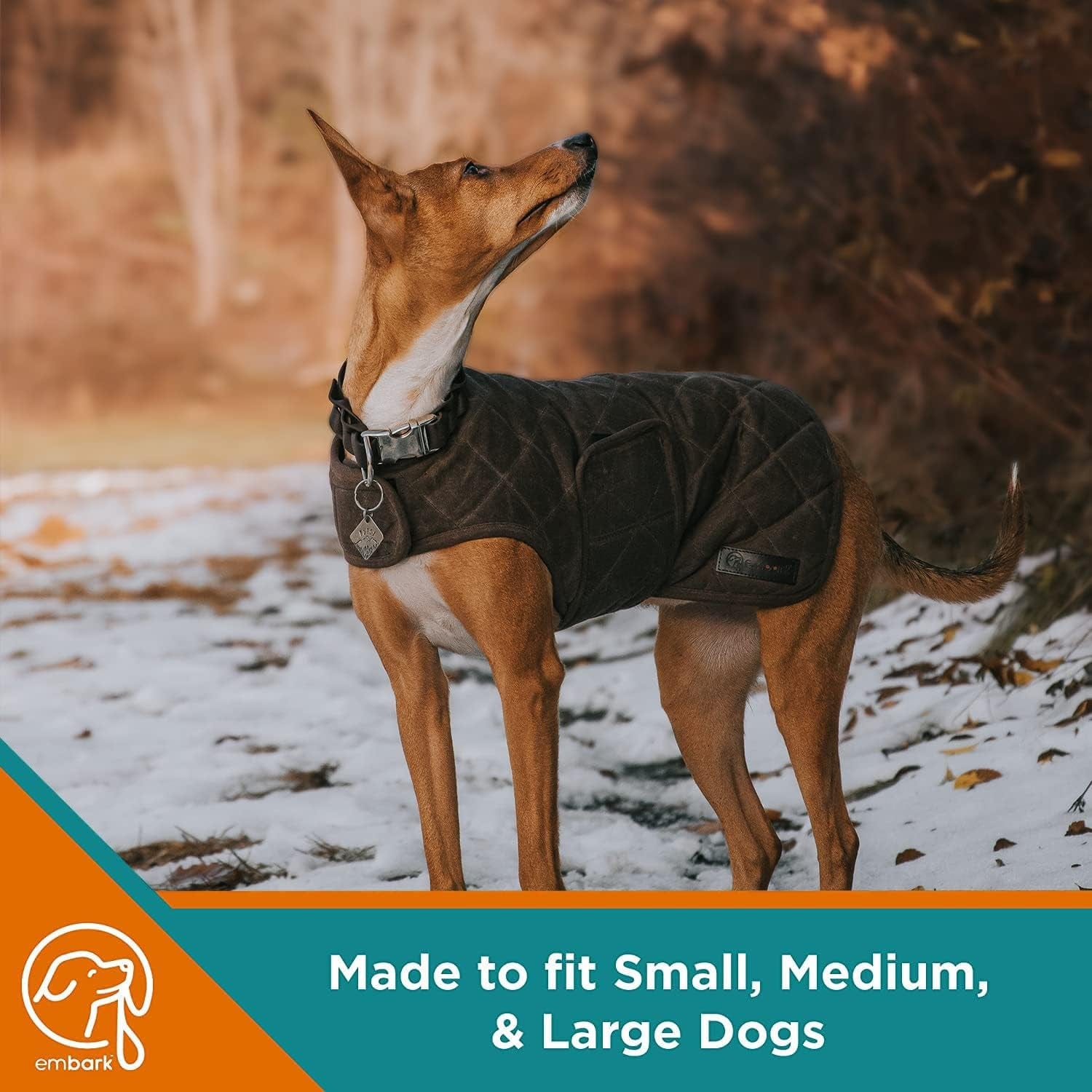 Embark Pets Wax Dog Jacket - Dog Coats to Keep Cozy on Colder Winter Days, Made from Cotton & Polyester, Water Resistant Dog Jackets for Large Dogs, Our Dog Winter Coat Comes in 4 Sizes (Large, Brown) Animals & Pet Supplies > Pet Supplies > Dog Supplies > Dog Apparel Embark Pets   