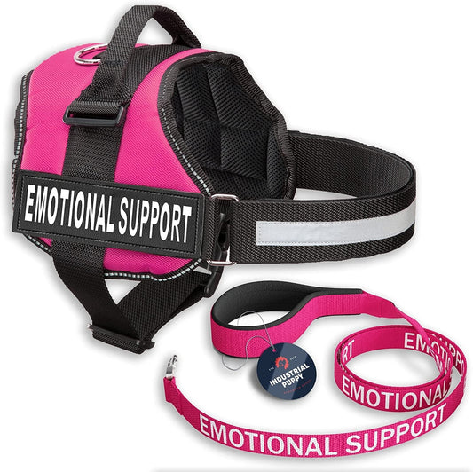 Emotional Support Dog Vest Harness with Reflective Straps and Matching ESA Leash Set - ESA Dog Vest in 7 Adjustable Sizes - Vests for Working Dogs Animals & Pet Supplies > Pet Supplies > Dog Supplies > Dog Apparel Industrial Puppy Hot Pink Fits Girth 24-29" 