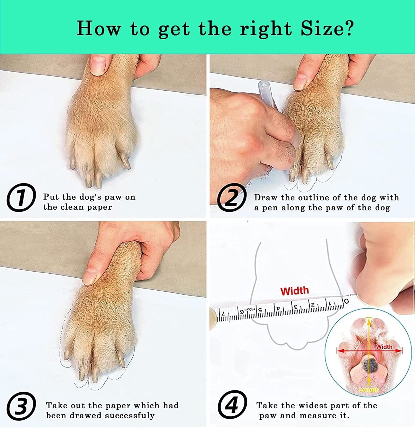 Emwel Dog Boots Size 4 (2.56"X2.36") (Wxl) Waterproof Boots for Dogs, Dog Booties with Anti-Slip Sole Reflective Straps, Outdoor Dog Shoes for Medium Large Dogs (Black 4PCS). Animals & Pet Supplies > Pet Supplies > Dog Supplies > Dog Apparel Emwel   