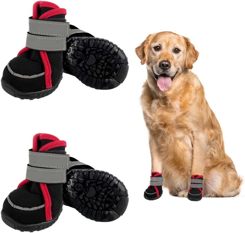 Etdane Non-Slip Dog Boots Waterproof Pet Shoes for Small to Large Dog Puppy Runing Hiking Paw Protectors Reflective Strip for Winter Summer Snow Hot Pavement Hardwood Floor Animals & Pet Supplies > Pet Supplies > Dog Supplies > Dog Apparel Etdane   