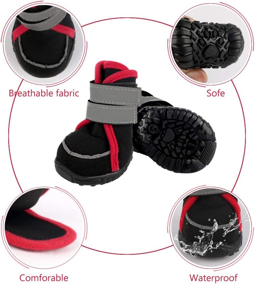 Etdane Non-Slip Dog Boots Waterproof Pet Shoes for Small to Large Dog Puppy Runing Hiking Paw Protectors Reflective Strip for Winter Summer Snow Hot Pavement Hardwood Floor Animals & Pet Supplies > Pet Supplies > Dog Supplies > Dog Apparel Etdane   