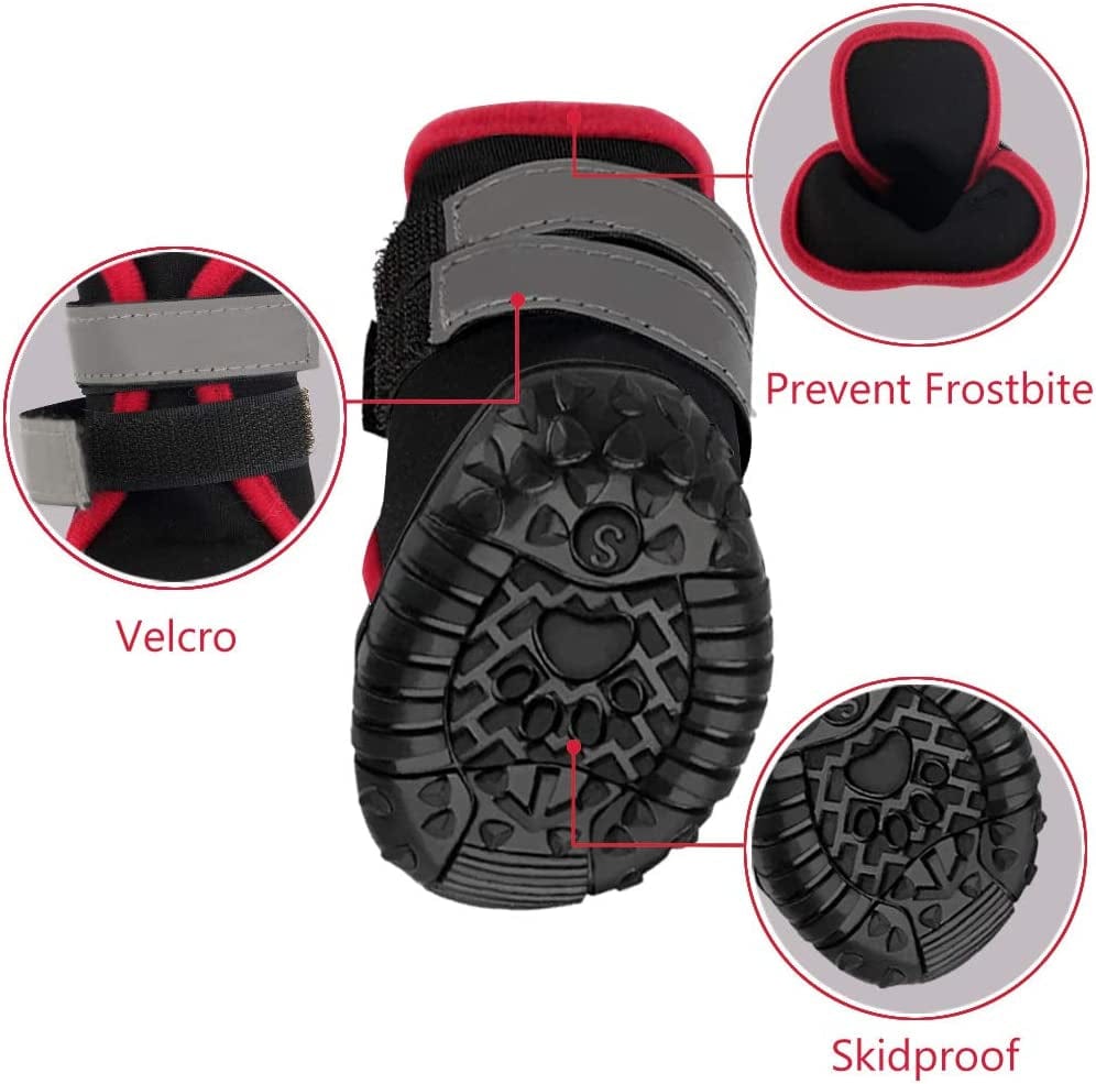 Etdane Non-Slip Dog Boots Waterproof Pet Shoes for Small to Large Dog Puppy Runing Hiking Paw Protectors Reflective Strip for Winter Summer Snow Hot Pavement Hardwood Floor Animals & Pet Supplies > Pet Supplies > Dog Supplies > Dog Apparel Etdane   
