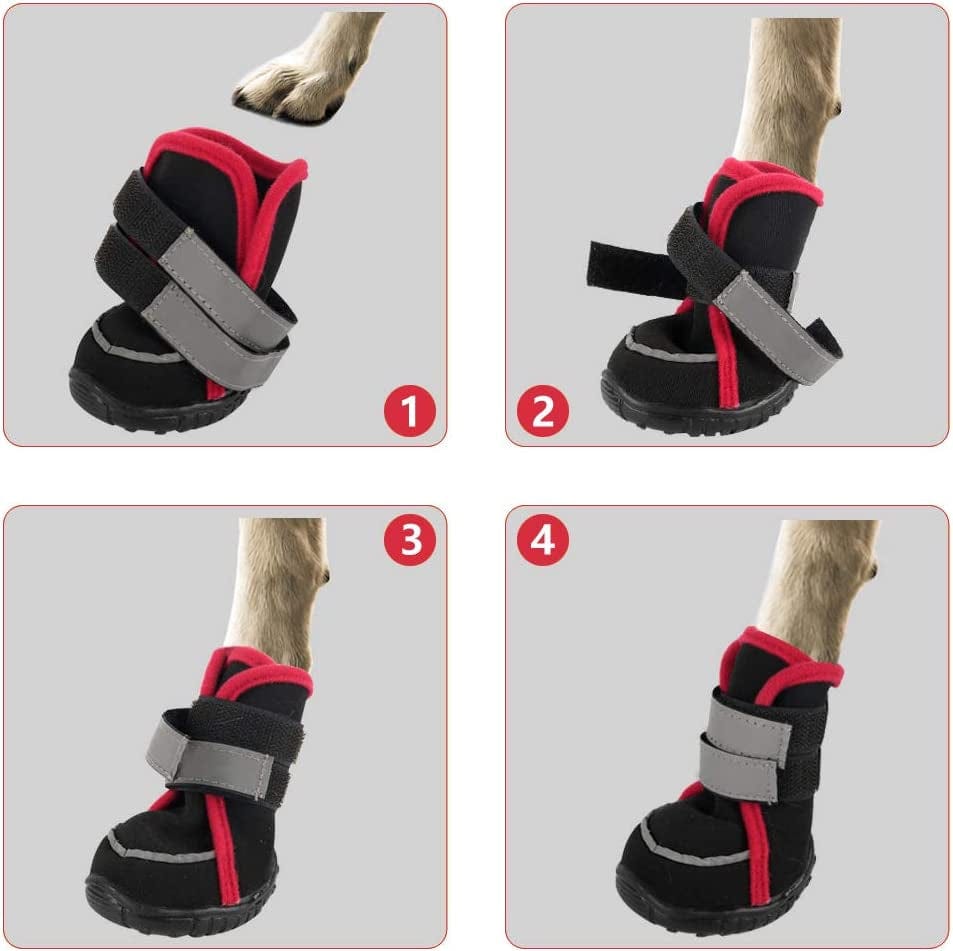 Etdane Non-Slip Dog Boots Waterproof Pet Shoes for Small to Large Dog Puppy Runing Hiking Paw Protectors Reflective Strip for Winter Summer Snow Hot Pavement Hardwood Floor Animals & Pet Supplies > Pet Supplies > Dog Supplies > Dog Apparel Etdane   
