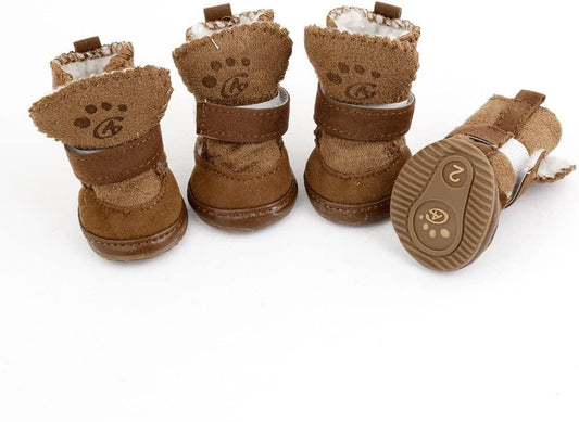 ETOPSTECH Winter Snow Warm Walking Detachable Closure Puppy Dog Shoes Booties Boots Brown 2 Pairs XXS Animals & Pet Supplies > Pet Supplies > Dog Supplies > Dog Apparel ETOPSTECH   