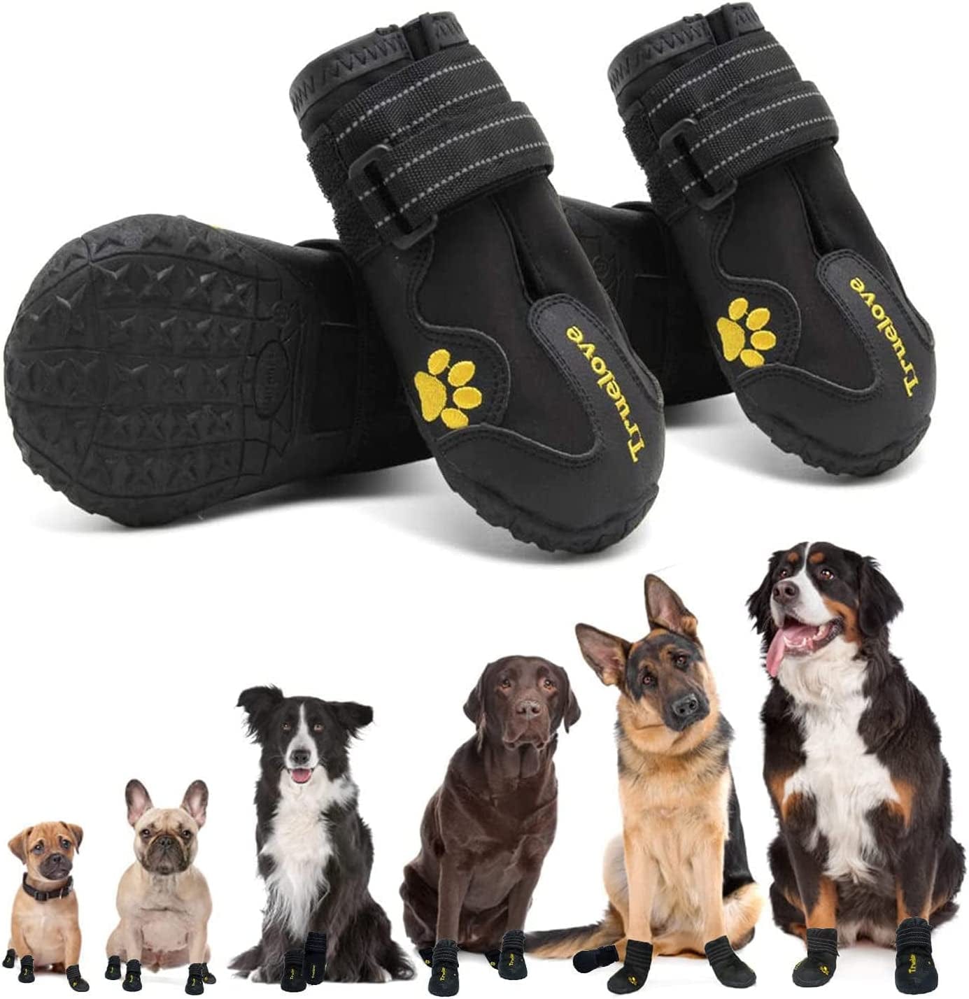 Expawlorer 4PCS Anti-Slip Dog Shoes - Waterproof & Stain Resistant Dog Booties with Reflective Straps for Outdoor Hiking, Dog Paw Protectors for Hot Pavement, Winter Snow, Fit All Breed Dogs Animals & Pet Supplies > Pet Supplies > Dog Supplies > Dog Apparel HAOBO Black Size 3: 2.36"x2.05" (L*W) (Pack of 4) 