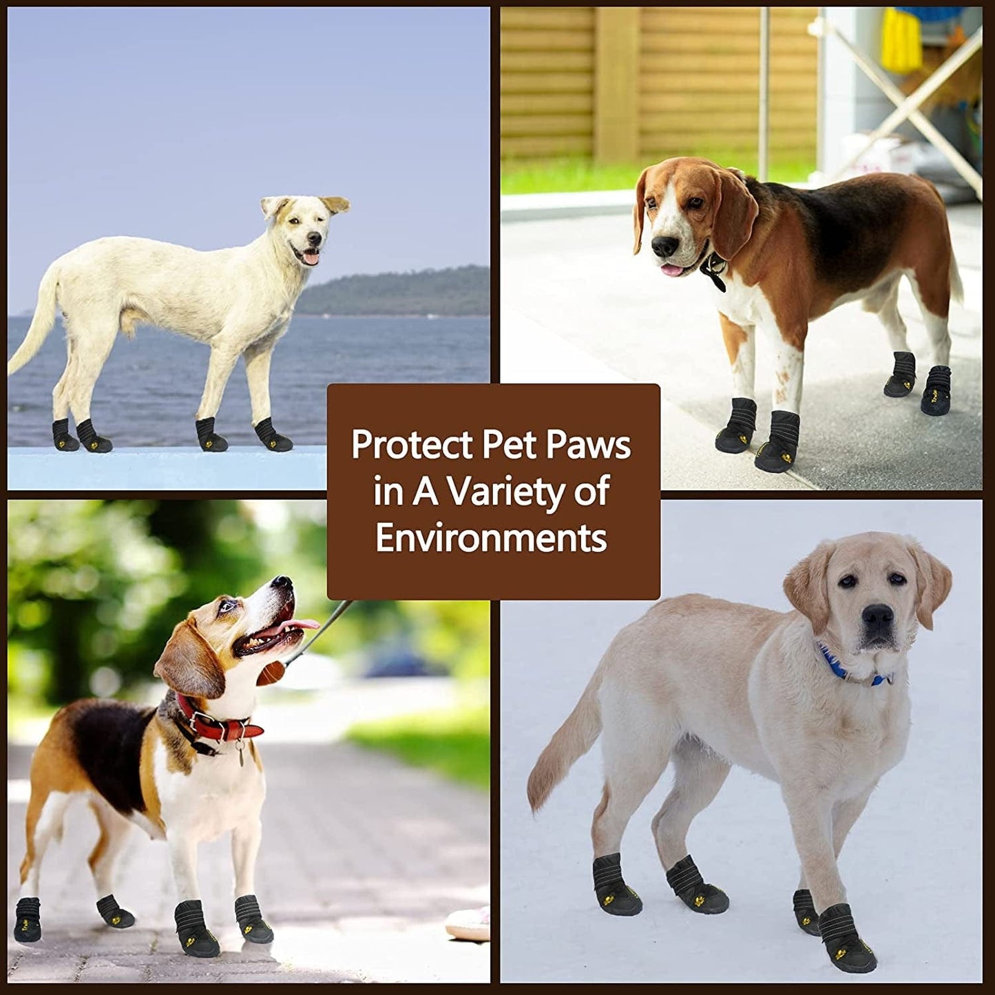 Expawlorer 4PCS Anti-Slip Dog Shoes - Waterproof & Stain Resistant Dog Booties with Reflective Straps for Outdoor Hiking, Dog Paw Protectors for Hot Pavement, Winter Snow, Fit All Breed Dogs Animals & Pet Supplies > Pet Supplies > Dog Supplies > Dog Apparel HAOBO   