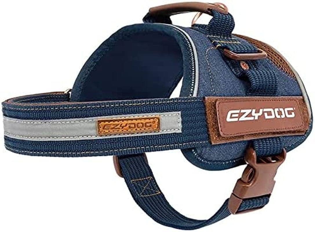 Ezydog Convert Trail-Ready Outdoor Adjustable Dog Harness - Perfect for Hiking, Walking, and Doubles as a Service Dog Vest - Superior Comfort Design with a Durable Traffic Handle (X-Small, Charcoal) Animals & Pet Supplies > Pet Supplies > Dog Supplies > Dog Apparel EzyDog, LLC Denim X-Small 
