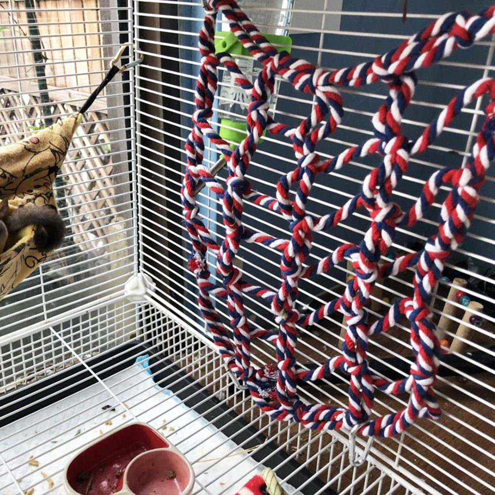 Lohuatrd Bird Climbing Toy Hammock Toy Cotton Rope Weaving Cage Accessories Bird Parrot Toy Climbing Net for Hamster Squirrel Animals & Pet Supplies > Pet Supplies > Bird Supplies > Bird Cage Accessories Lohuatrd   