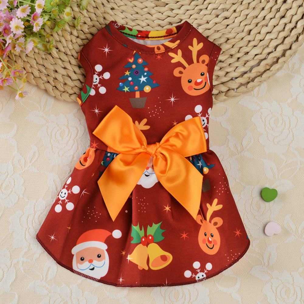 SPRING PARK Christmas Dog Dresses for Small Dogs,Cute Girl Dog Clothes,Holiday Festival Female Dog Dress Pet Party Costumes and Cats Outfit,For Wedding/Birthday Apparel Animals & Pet Supplies > Pet Supplies > Cat Supplies > Cat Apparel SPRING PARK   
