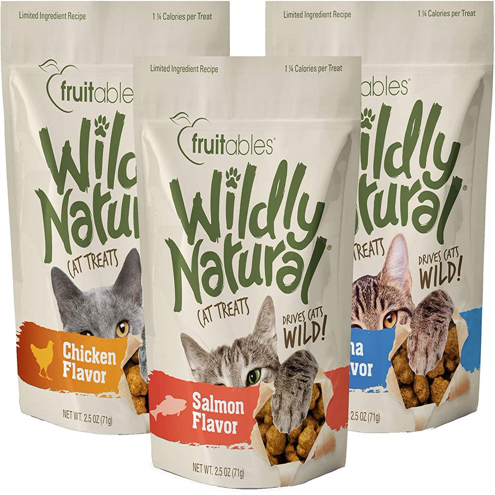 Fruitables Wildly Natural Cat Treat Variety Pack with Chicken, Tuna and Salmon, 2.5 Ounce Bags