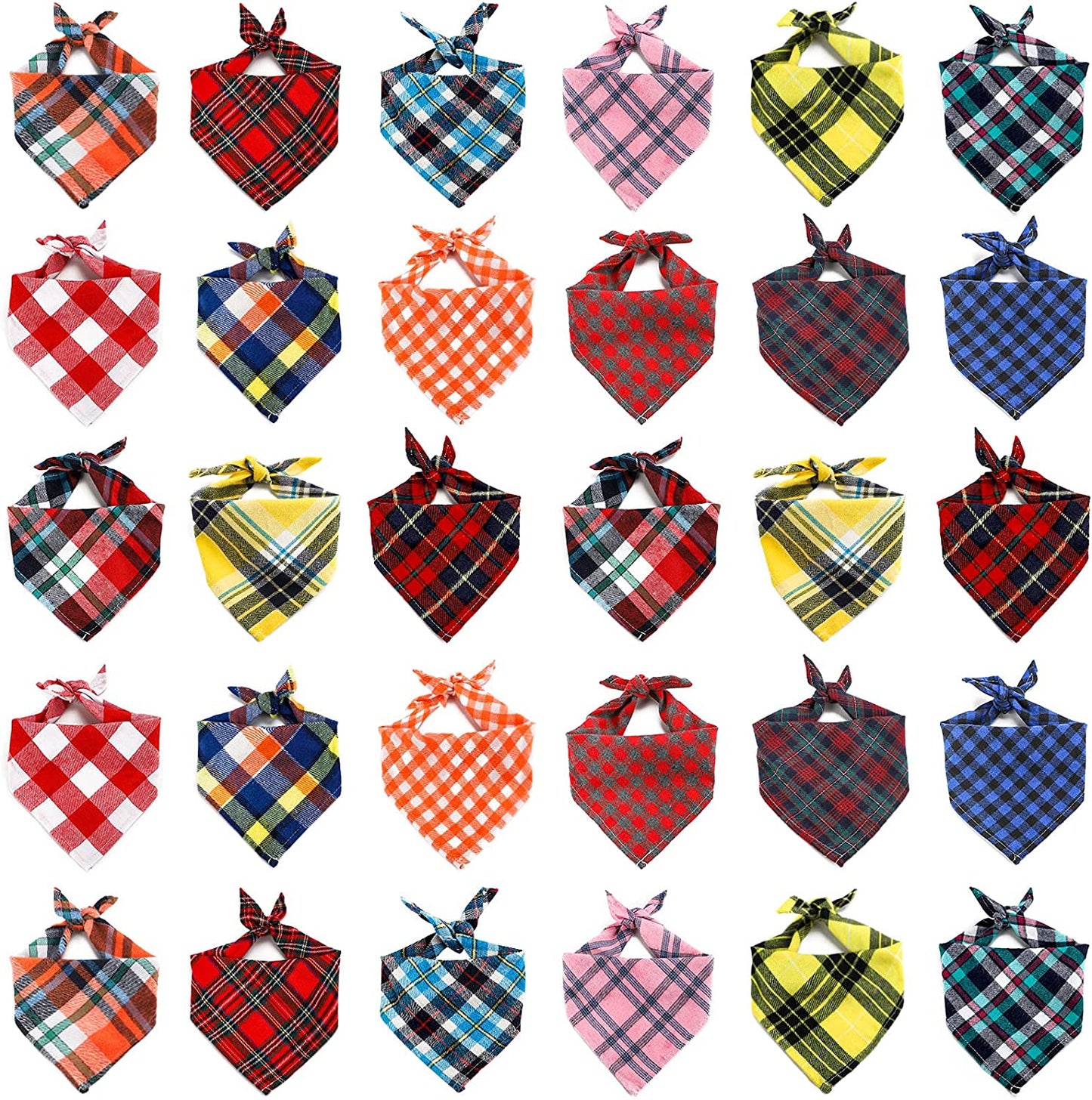 Segarty Dog Bandanas, 30 Pack 22.8"X15.7" Pet Triangle Scarf Plaid Bibs Accessories Bulk for Medium Small Dogs Cats Large Puppy Dogs, Adjustable Washable Reversible Boy Pets Birthday Kerchief Animals & Pet Supplies > Pet Supplies > Dog Supplies > Dog Apparel Petarty 30PCS_Assorted Plaid  