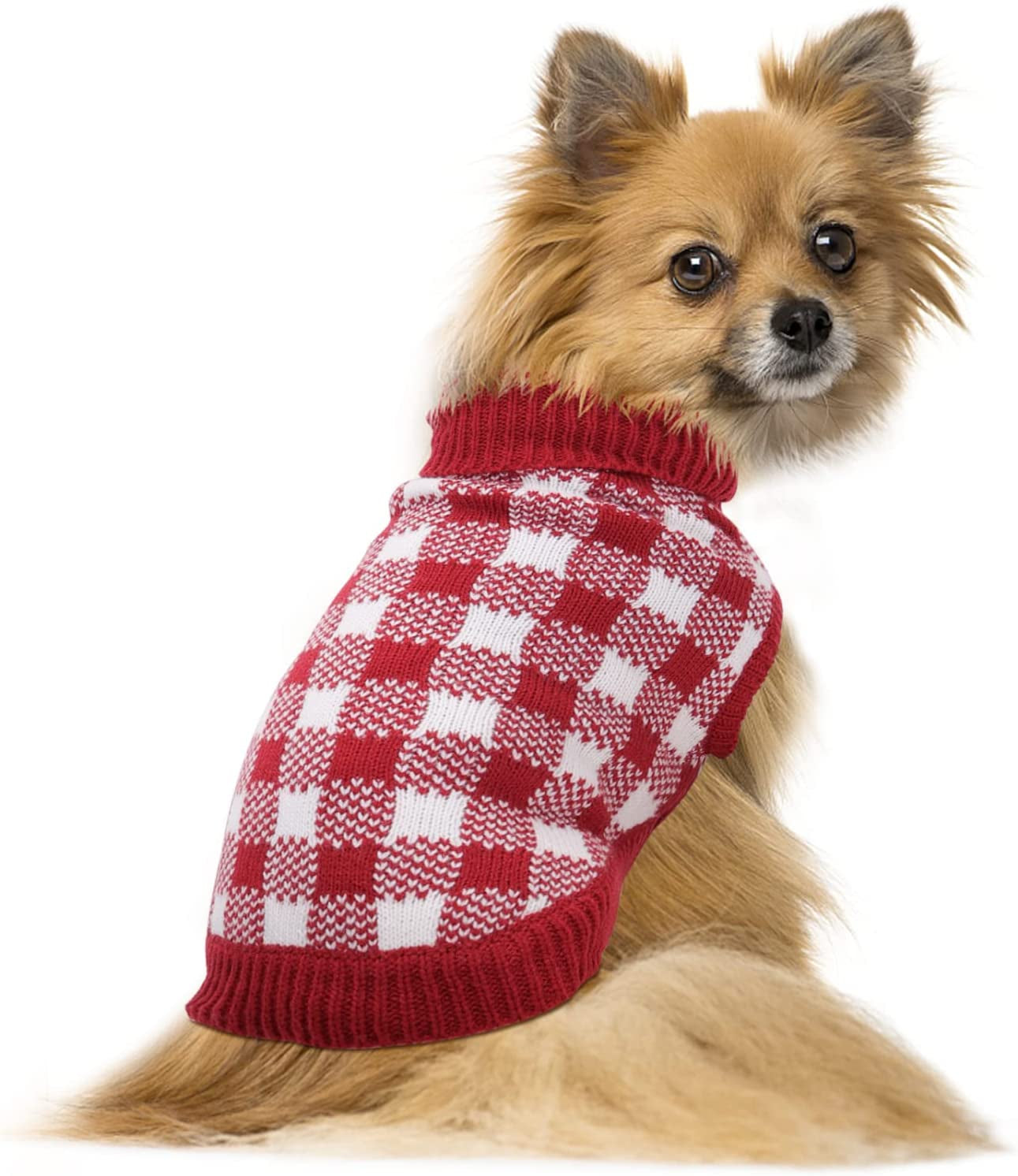 Dog Sweater, Nobleza Turtleneck Thick Knitted Cat Sweater with Classic Plaid Pattern, Warm & Soft Dog Christmas Outfit for Small Medium Large Dogs Puppies Cats Animals & Pet Supplies > Pet Supplies > Dog Supplies > Dog Apparel Nobleza Plaid Medium 