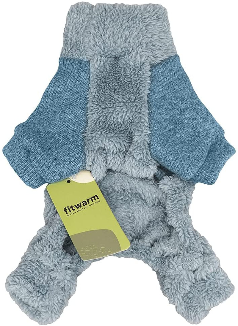 Fitwarm Turtleneck Knitted Dog Clothes Winter Outfits Pet Jumpsuits Cat Sweaters Blue Small Animals & Pet Supplies > Pet Supplies > Dog Supplies > Dog Apparel Fitwarm   