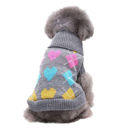 Pet Dog Cat Winter Warm Love Sweater Coat Costume Apparel Animals & Pet Supplies > Pet Supplies > Cat Supplies > Cat Apparel Duobla XS Gray 