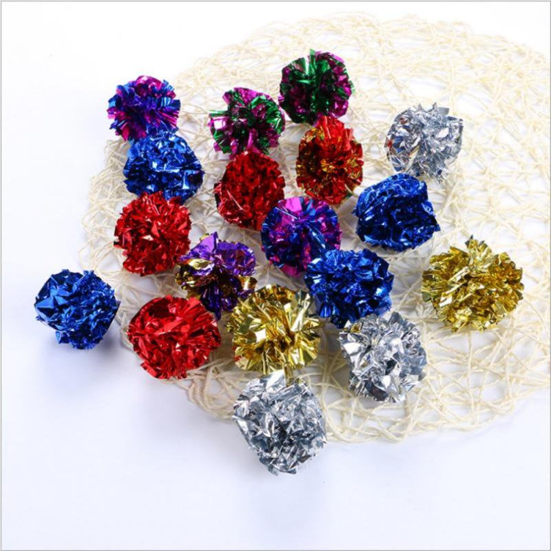 Pack of 12 Colorful Crinkle Foil Balls -Cat Interactive Toy Cat Sound Paper Mylar Balls Animals & Pet Supplies > Pet Supplies > Cat Supplies > Cat Toys Popvcly   