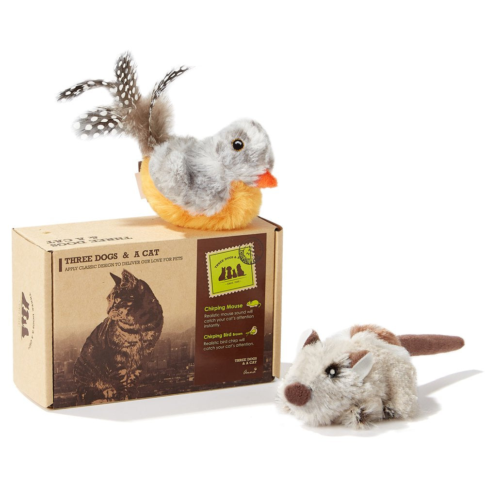 Vealind Three Dogs & a Cat Melody Chaser Interactive Cat Toy (Grey Bird & Grey Mouse) Animals & Pet Supplies > Pet Supplies > Cat Supplies > Cat Toys Vealind Gray  