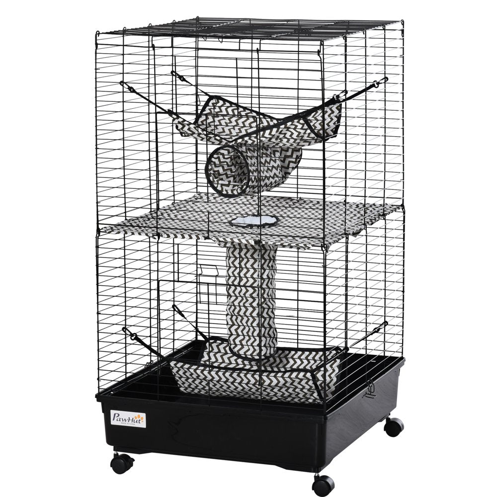 Festnight Small Animal Cage Habitat for Ferret with Wheels Hammocks Tunnels and 3 Doors - Black Animals & Pet Supplies > Pet Supplies > Small Animal Supplies > Small Animal Habitats & Cages Festnight   