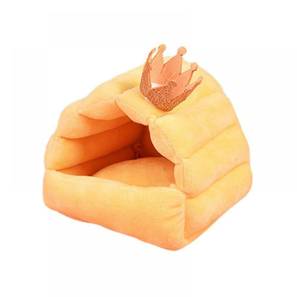 Topumt Hamster Bed Houses and Hideouts Warm Cotton Nest Cave for Small Pet Animals Cage Habitat Decor Animals & Pet Supplies > Pet Supplies > Small Animal Supplies > Small Animal Habitats & Cages Topumt M Yellow Crown 
