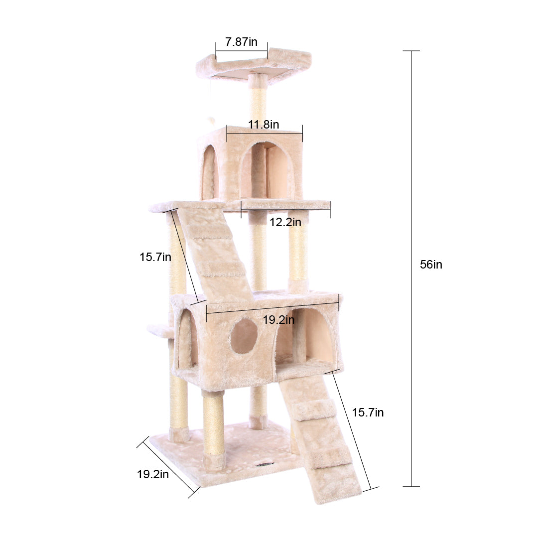 CUPETS Cat Tree Pet Furniture 56" Cat Condo with House,Cat Scratching Post Indoor for Kittens and Cats