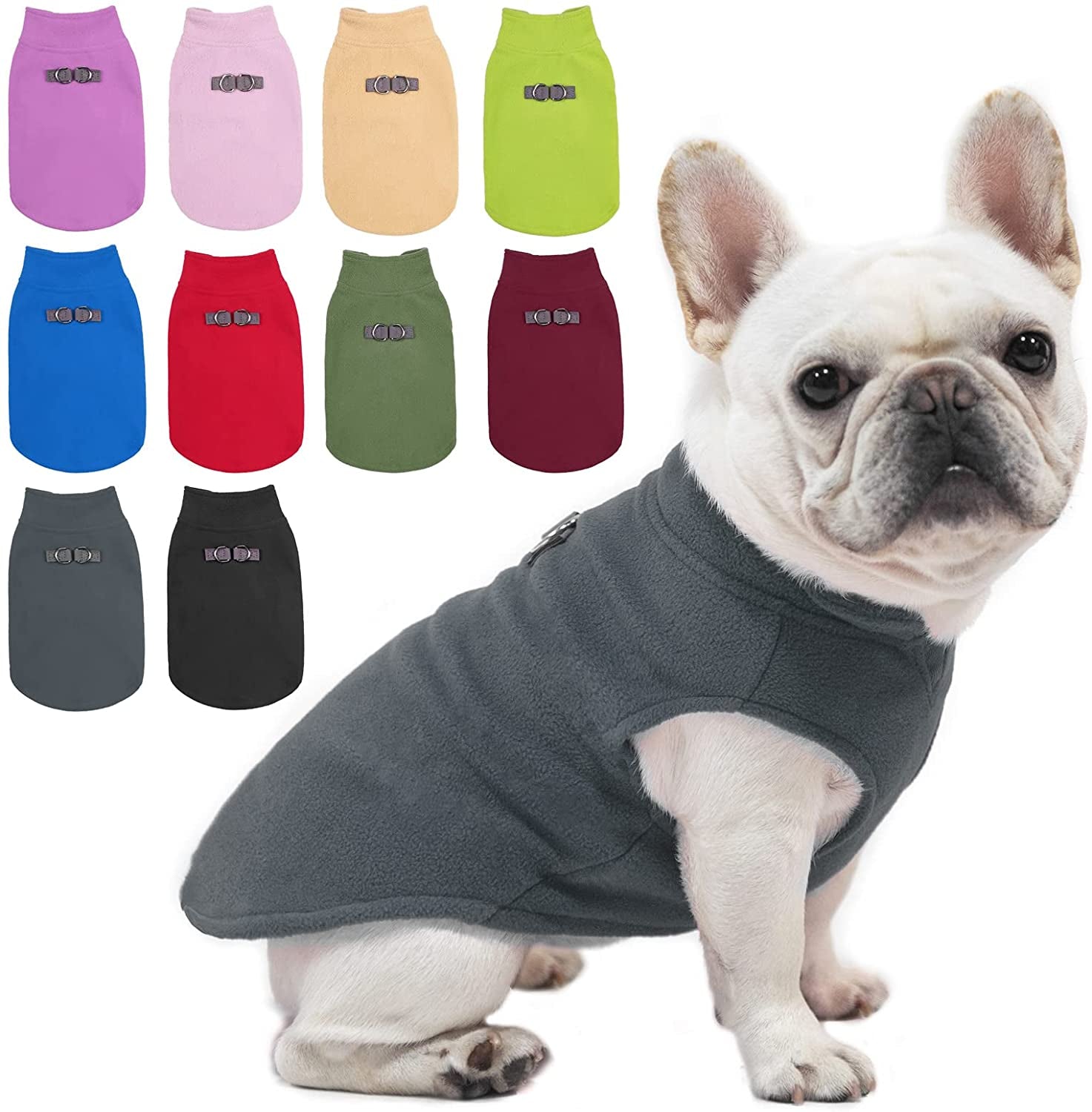 BEAUTYZOO Dog Fleece Vest Sweater Winter Jacket for Small and Medium Dogs with D-Ring Leash Cold Weather Coat Hoodie for XS S M Dogs Boy or Girls Animals & Pet Supplies > Pet Supplies > Dog Supplies > Dog Apparel BEAUTYZOO GREY Medium 