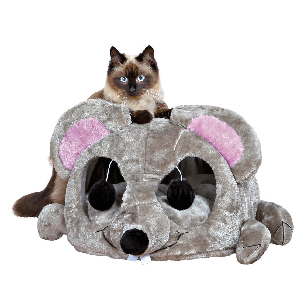 TRIXIE Lukas Cuddly Cave Cat Bed, Mouse Shaped with Sisal Scratching Surface, Foam Padding, Removable Cushion, Dangling Pom-Pom Animals & Pet Supplies > Pet Supplies > Cat Supplies > Cat Beds TRIXIE   