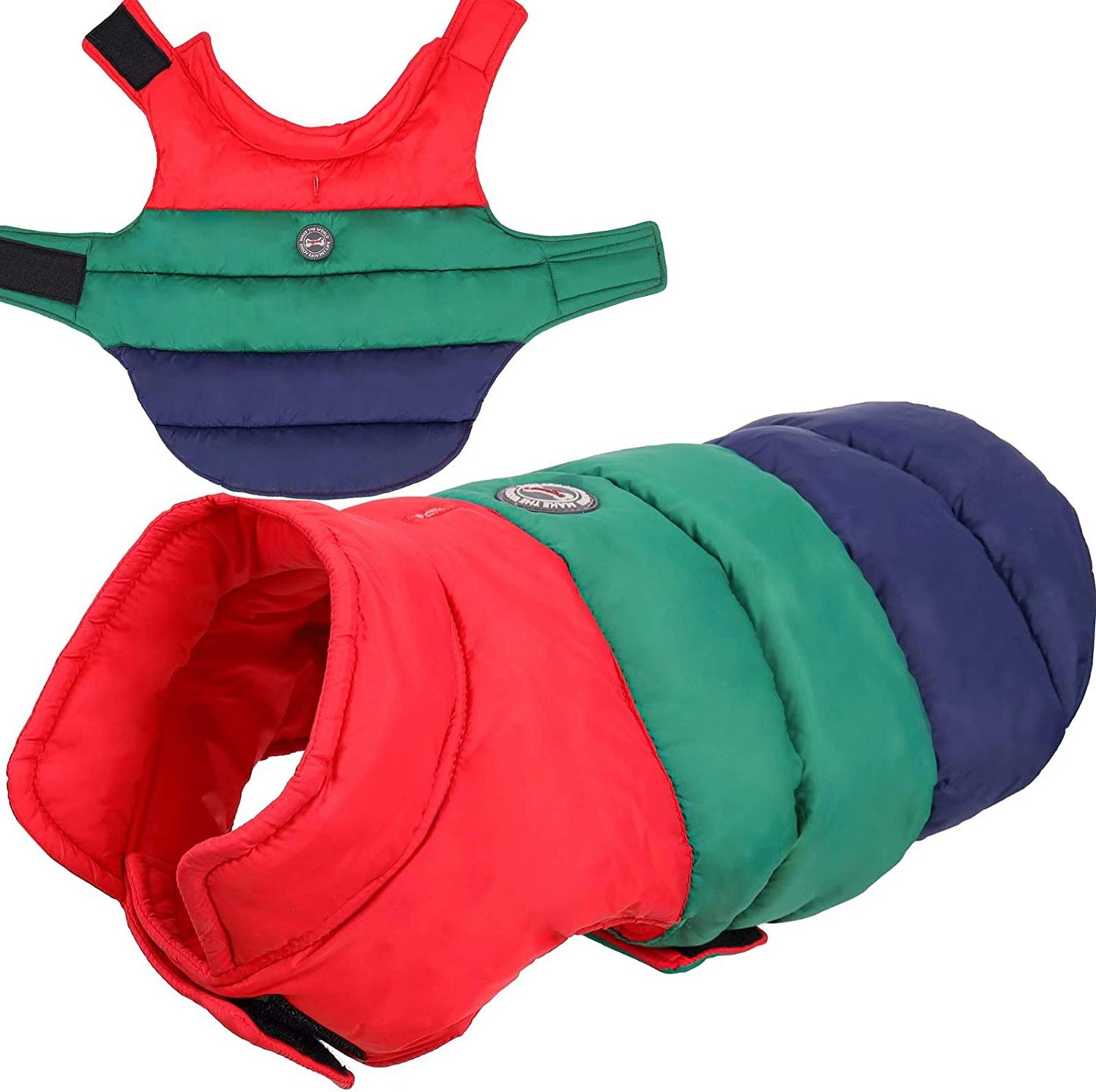 Double Sides Dog Vest Coat Winter Waterproof Colorful Pet Jacket for Small Medium Large Dogs (L, Green) Animals & Pet Supplies > Pet Supplies > Dog Supplies > Dog Apparel Besda Green + Blue + Red Medium 