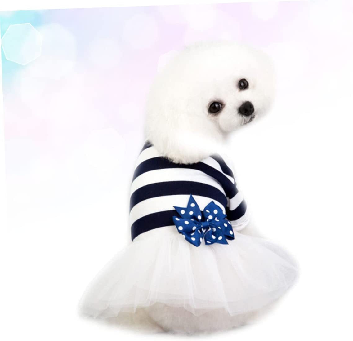 POPETPOP Tulle Skirt Girl Puppy Clothes Vestidos Para Dog Dress Dog Dress with Bow Tie Dog Dress for Girls Princess Dress Set Pet Dog Costume Pet Costume Dog Tutu Dress Blue Uniform Animals & Pet Supplies > Pet Supplies > Dog Supplies > Dog Apparel POPETPOP   