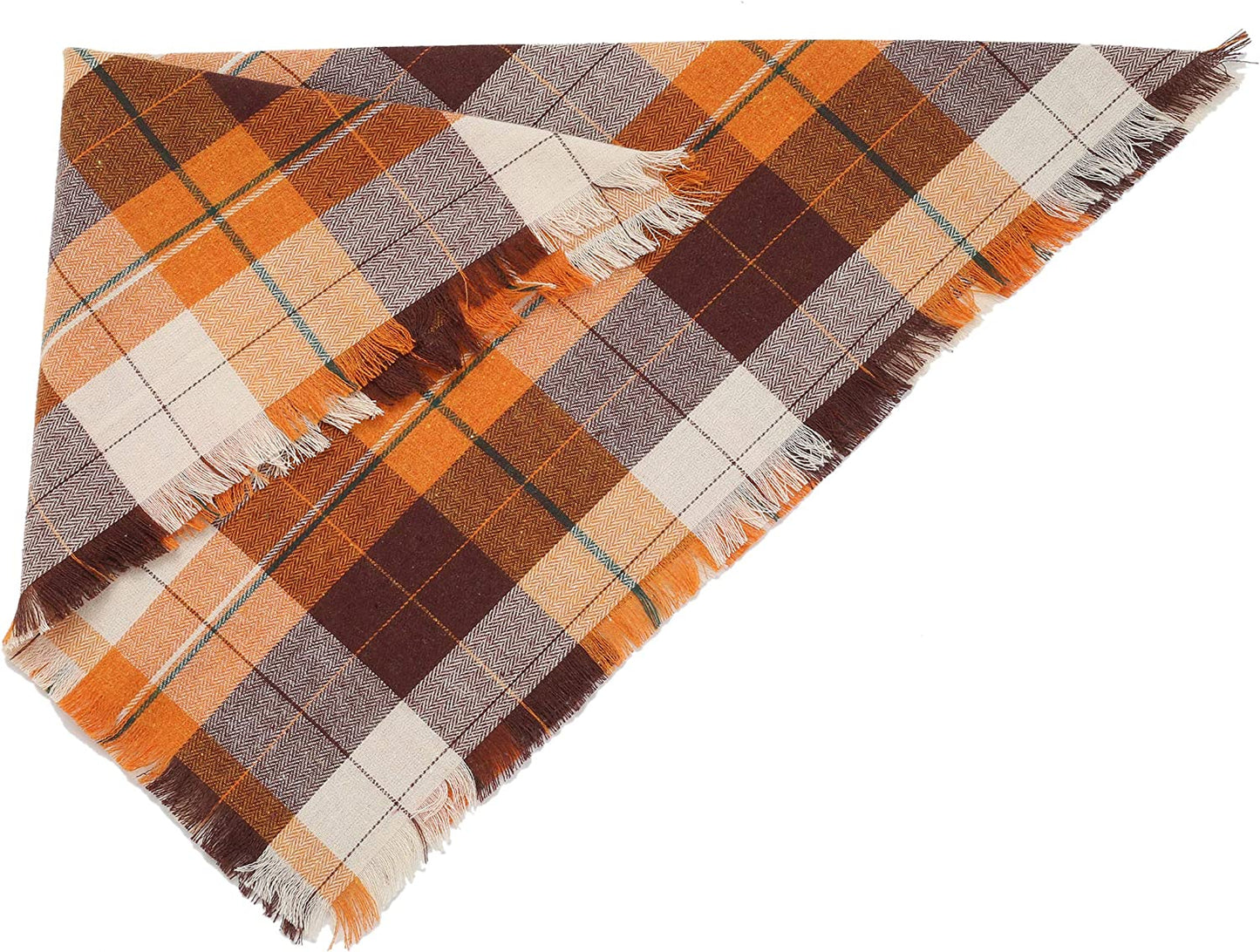 Fall Dog Bandana - Set of 2 Washable Reversible Square Plaid Pet Kerchief Scarf for Halloween Animals & Pet Supplies > Pet Supplies > Dog Supplies > Dog Apparel Pawskido   