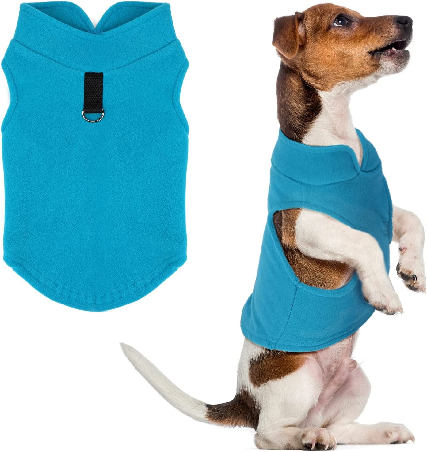 TIESOME Polar Fleece Winter Clothes Pet Vest, Dog Sweater with Leash Ring Warm Pullover Dog Jacket for Winter Dog Sweater Coat Cold Weather Pet Clothes Indoor Outdoor Use (Gray L) Animals & Pet Supplies > Pet Supplies > Dog Supplies > Dog Apparel TIESOME Blue L  