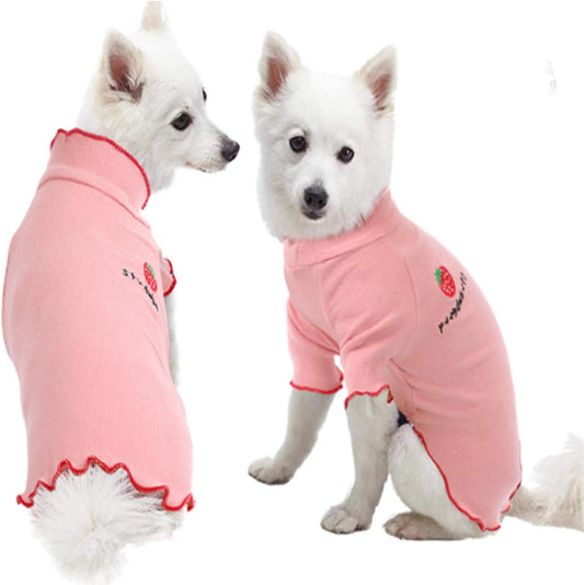 ROZKITCH Dog Shirt, Pet T-Shirt Clothes Pajamas Apparel for Extra Small Medium Large Dog Cat, Sleeved Soft and Breathable Sweatshirt Cute Pullover Strawberry Knitwear Basic Tee Autumn Spring Summer Animals & Pet Supplies > Pet Supplies > Dog Supplies > Dog Apparel ROZKITCH   