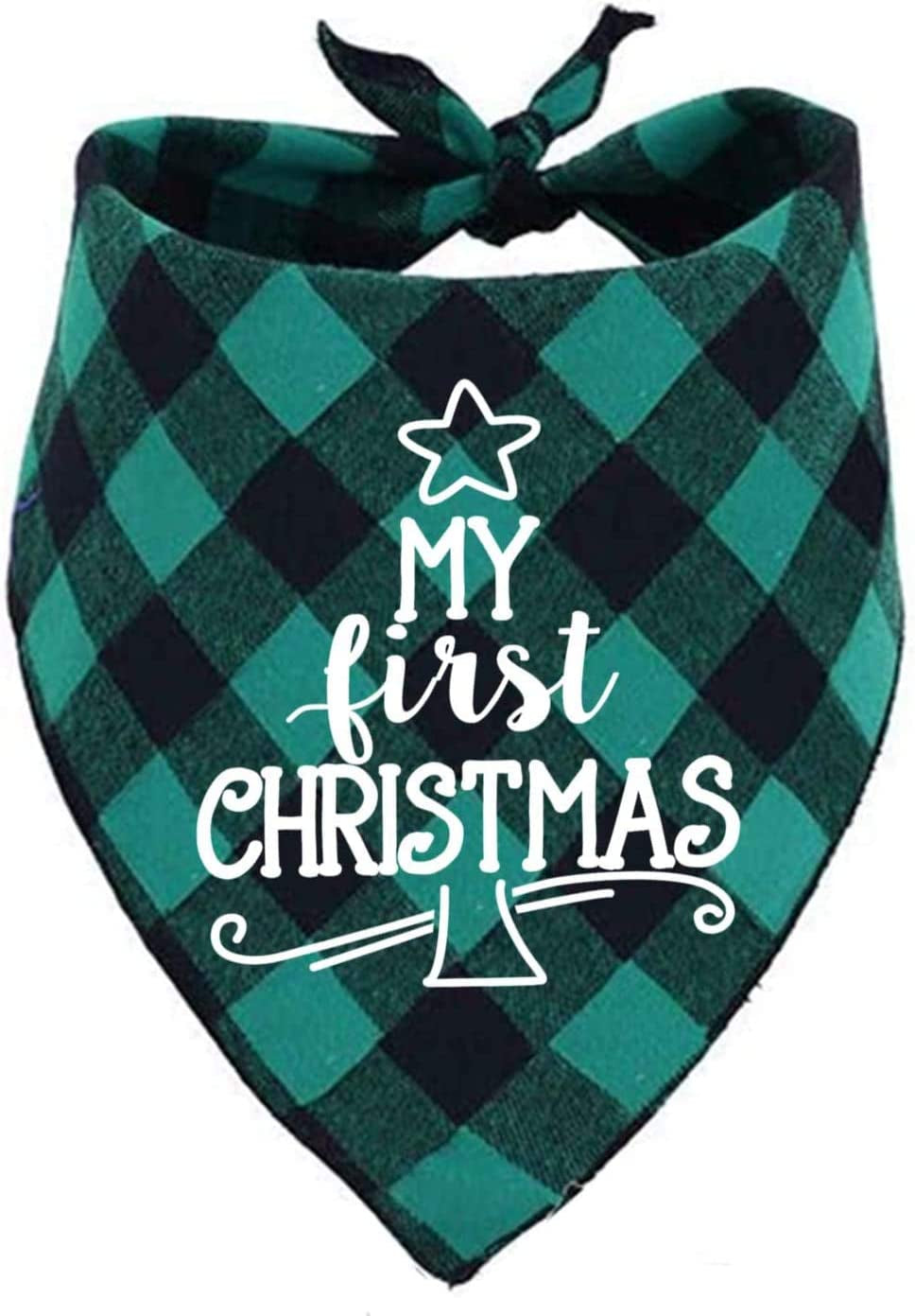 Dog First Christmas Bandana,Red Plaid Xmas Puppy Scarf Animals & Pet Supplies > Pet Supplies > Dog Supplies > Dog Apparel JPB Green  