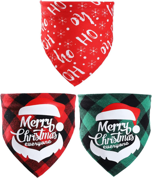 BECHANMIG Christmas Dog Bandanas 3 PCS, Pet Plaid Scarf Classic Triangle Bibs, Washable Pet Neckerchief for Xmas Party Supplies, Christmas Scarf for Small Medium Large Dogs, B Middle Animals & Pet Supplies > Pet Supplies > Dog Supplies > Dog Apparel BECHANMIG B L 