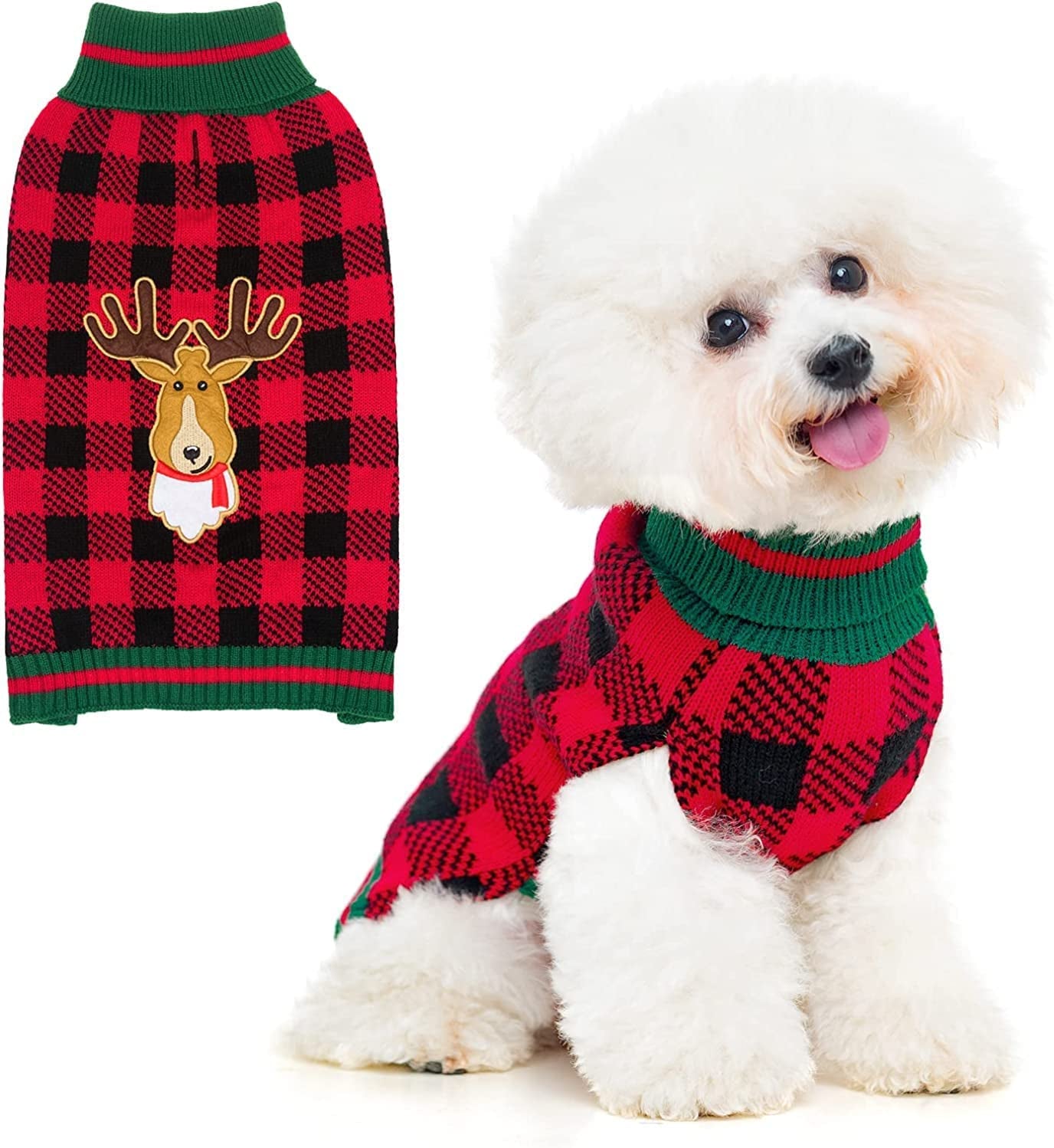 SCENEREAL Christmas Dog Sweater Lovely Warm Reindeer Shape Washable Dog Sweater Dog Appreal for Pet Winter Wearing Animals & Pet Supplies > Pet Supplies > Dog Supplies > Dog Apparel SCENEREAL Red Medium 