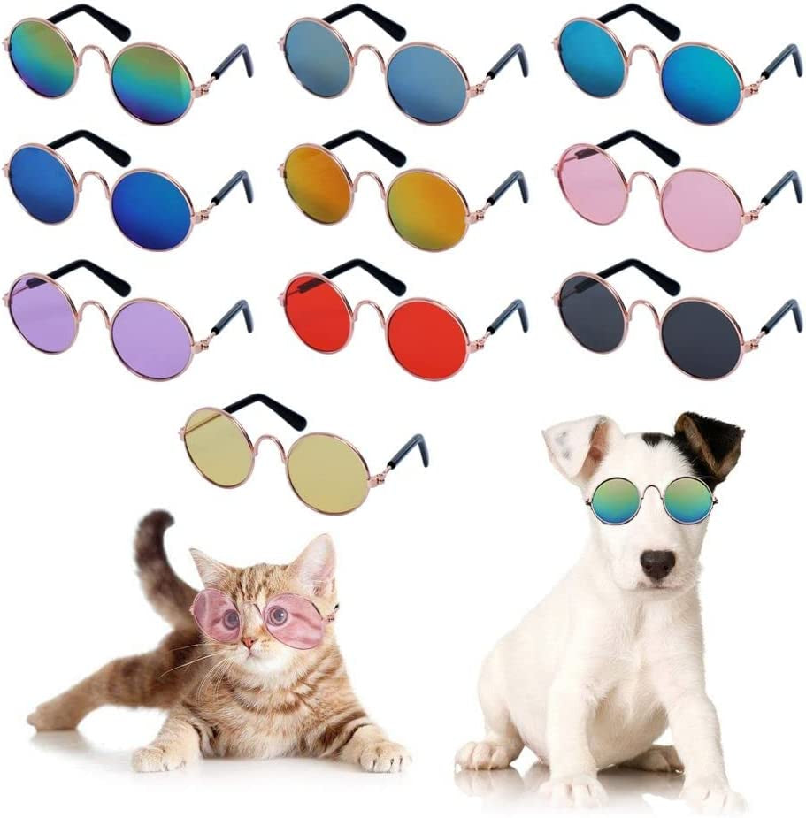 Round Pet Cat Glasses Lovely Sunglasses for Little Dog Cat Eye-Wear Reflection Glasses Photos Props Pet Supplies(Pink) Animals & Pet Supplies > Pet Supplies > Dog Supplies > Dog Apparel Houchu   