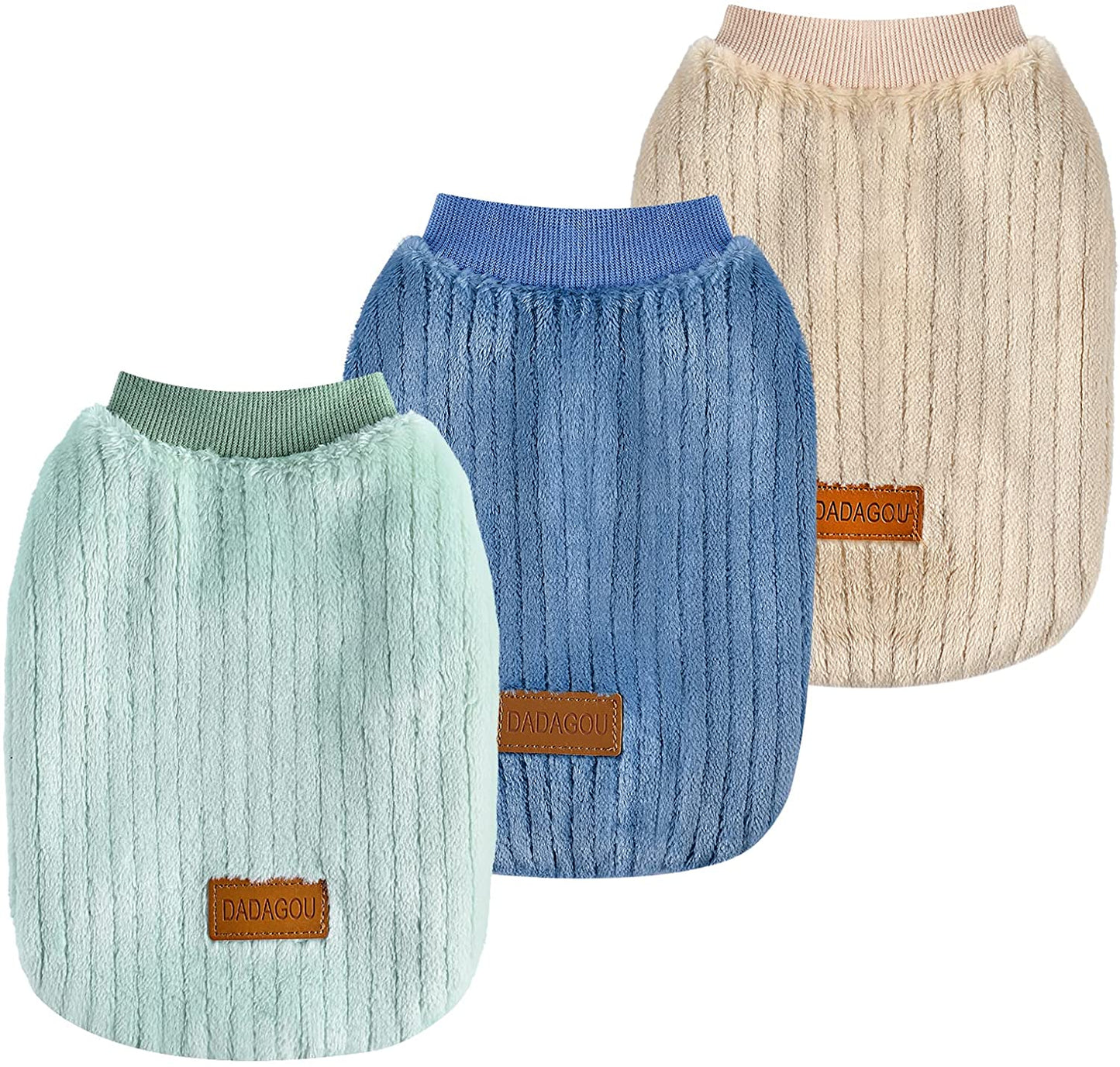 4 Pieces Small Dog Sweaters Chihuahua Fleece Clothes XXS~S Winter Warm Puppy Sweaters Boys Girls Tiny Dog Outfits for Teacup Yorkie Puppies Extra Small Breed Costume (X-Small Bust 10.23") Animals & Pet Supplies > Pet Supplies > Dog Supplies > Dog Apparel Kosiyi Green+Blue+khaki X-Large (16-22 Ib) 